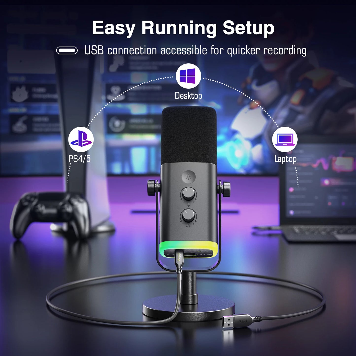 Microfone Dinâmico USB/XLR para PC