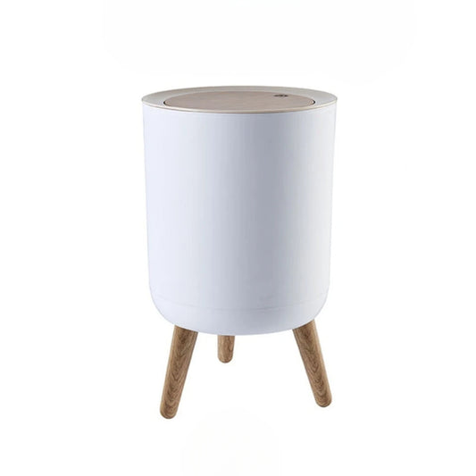 Lixeira Com Pés de Madeira Moderna Com Tampa de Pressão Para Sala Banheiro Cozinha Escritório 7L/10L