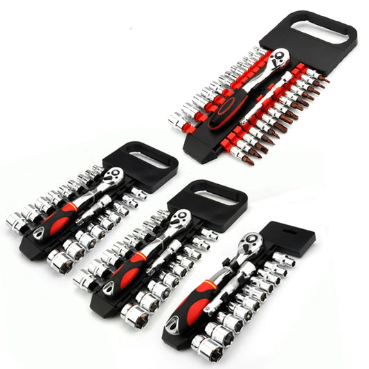 Conjunto de Ferramentas com Catraca Reversível de Liberação Rápida CRV2'' Drive 6.35mm 10mm 12.5mm