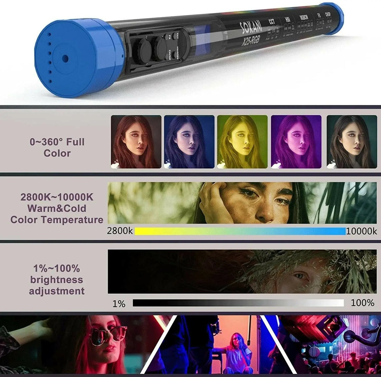 A Sokani X25 RGB LED Video Light