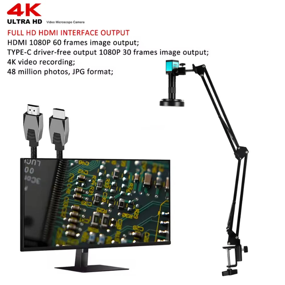 1080P 4K FULL HD Industrial Microscope C-Mount Digital Camera Via Type-C Measurement For PCB Soldering Phone Repair, Do Brasil