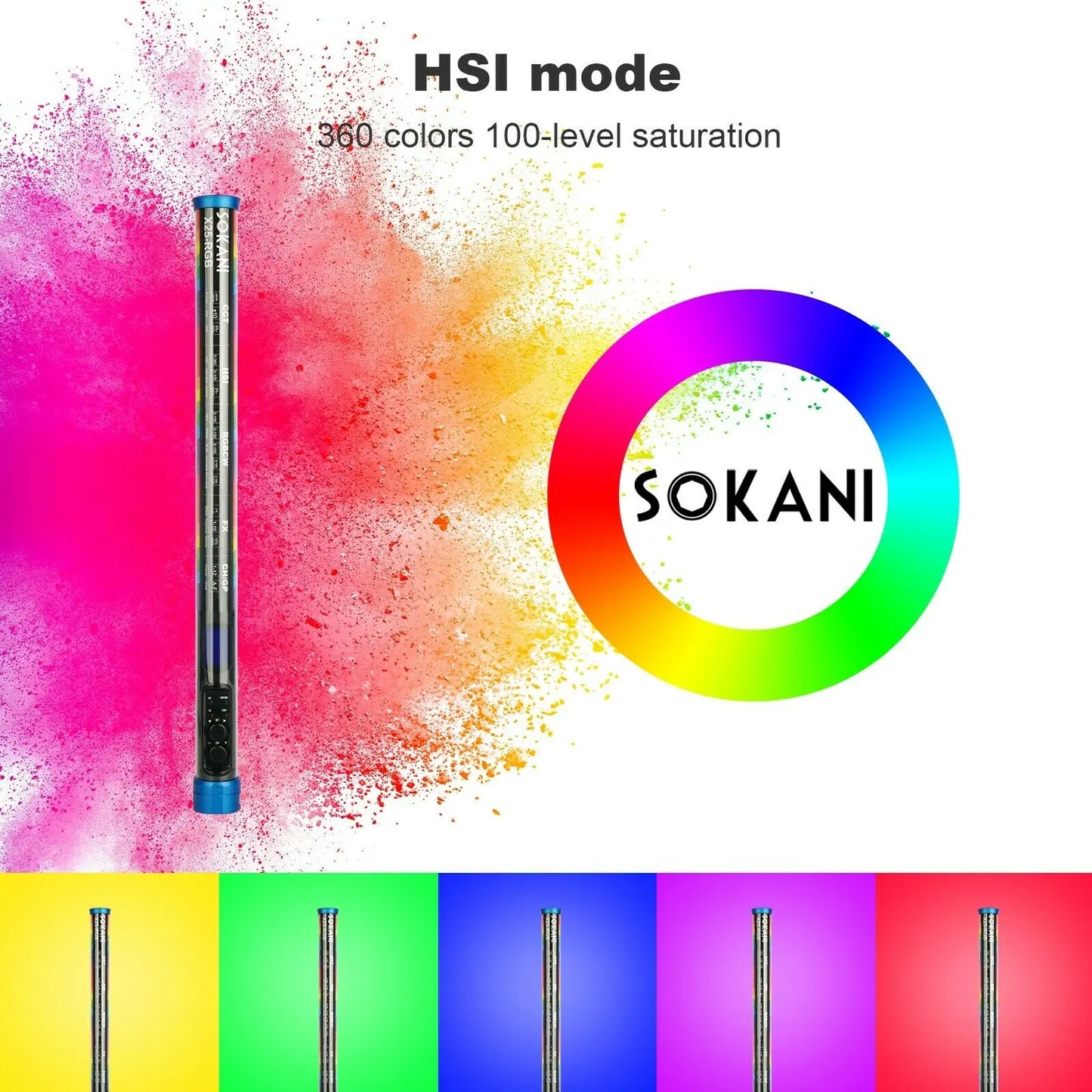 A Sokani X25 RGB LED Video Light