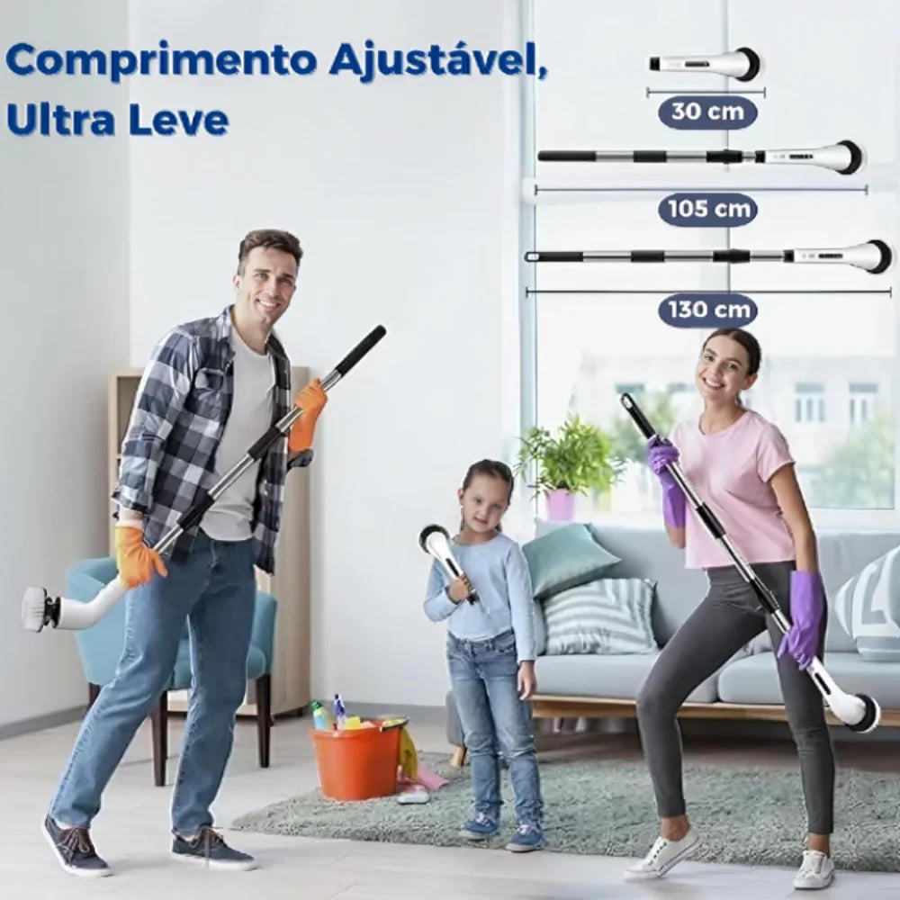 Escova De Limpeza Ajustável Janela Banheiro e Cozinha Ferramenta 9 em 1 Recarregável
