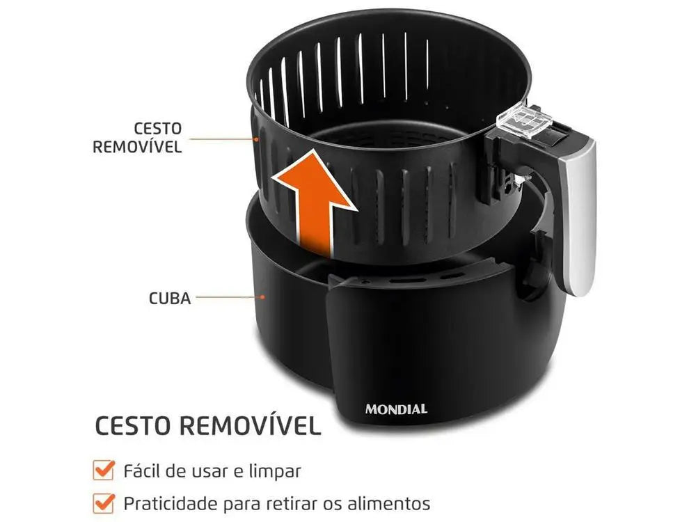 Electric Fryer No Oil/Air Fryer Mondial Pratic AF-31 Black 3.5L with Timer - 220V