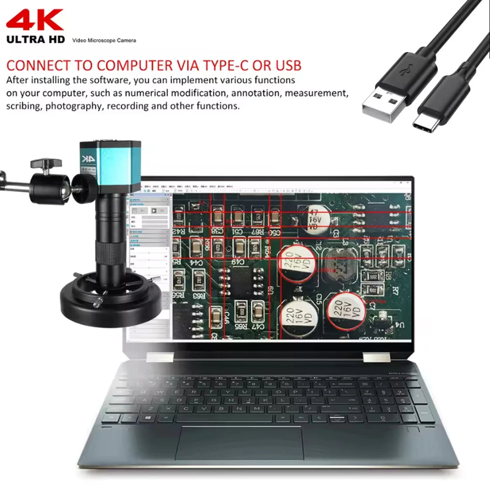1080P 4K FULL HD Industrial Microscope C-Mount Digital Camera Via Type-C Measurement For PCB Soldering Phone Repair, Do Brasil