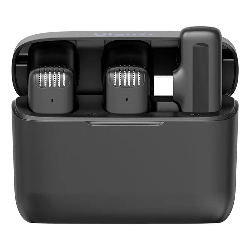 Microfone de Lapela Sem Fio Ulanzi J12 – Conjunto de Microfones de Lapela para Gravação de Vídeos Curtos iPhone Android Live Broadcast