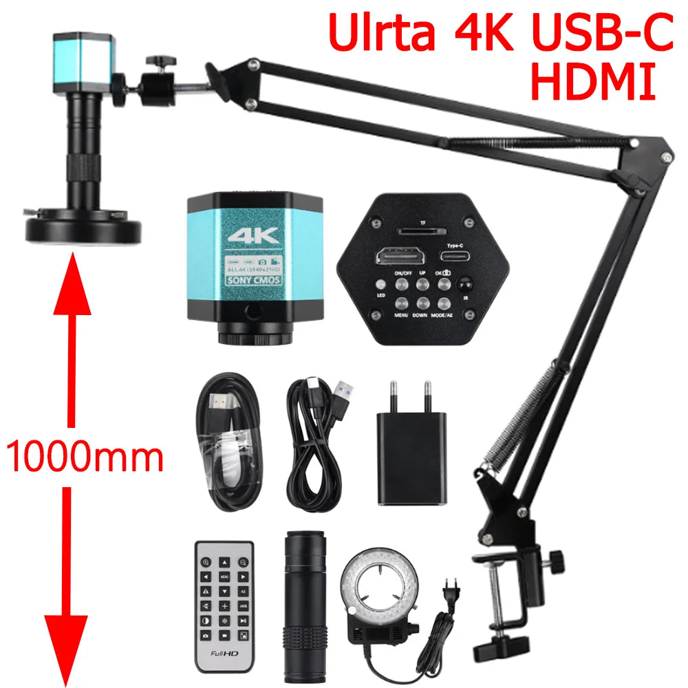 1080P 4K FULL HD Industrial Microscope C-Mount Digital Camera Via Type-C Measurement For PCB Soldering Phone Repair, Do Brasil