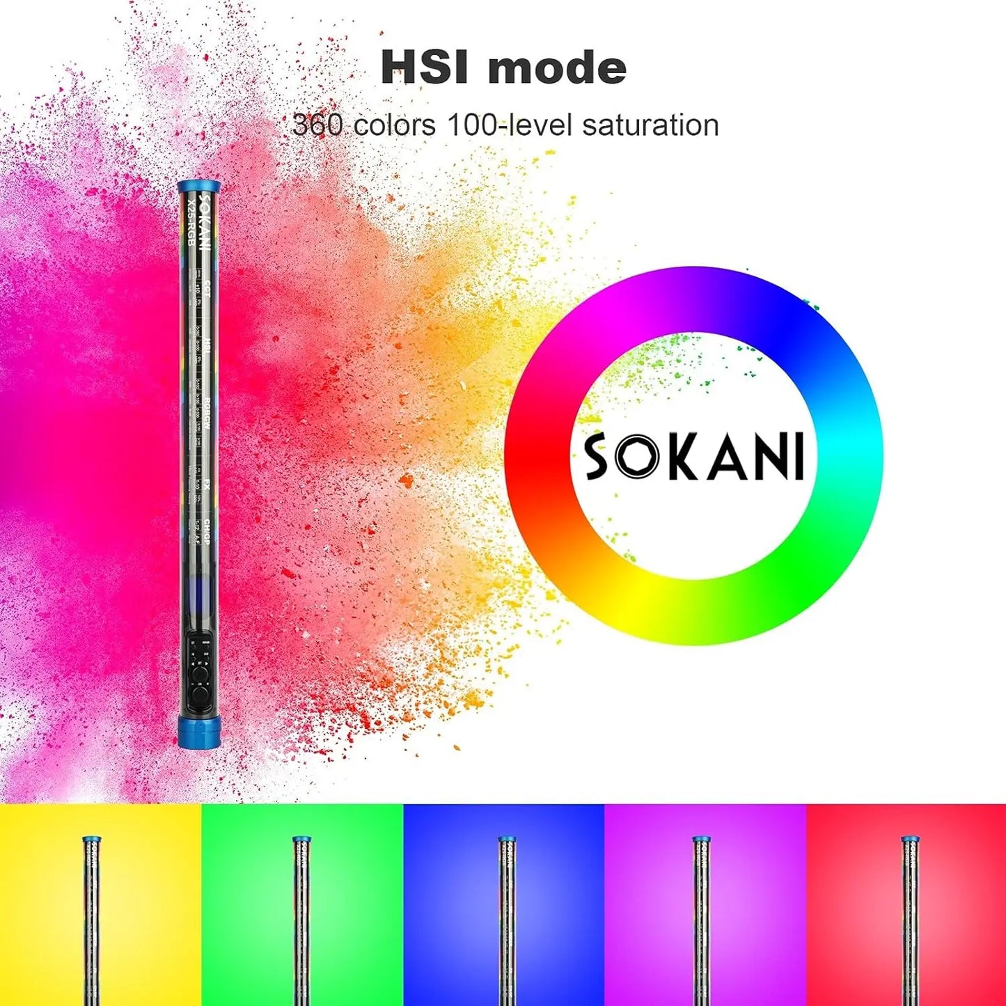 Luz portátil e versátil Sokani X15 Mini RGB Light Tube