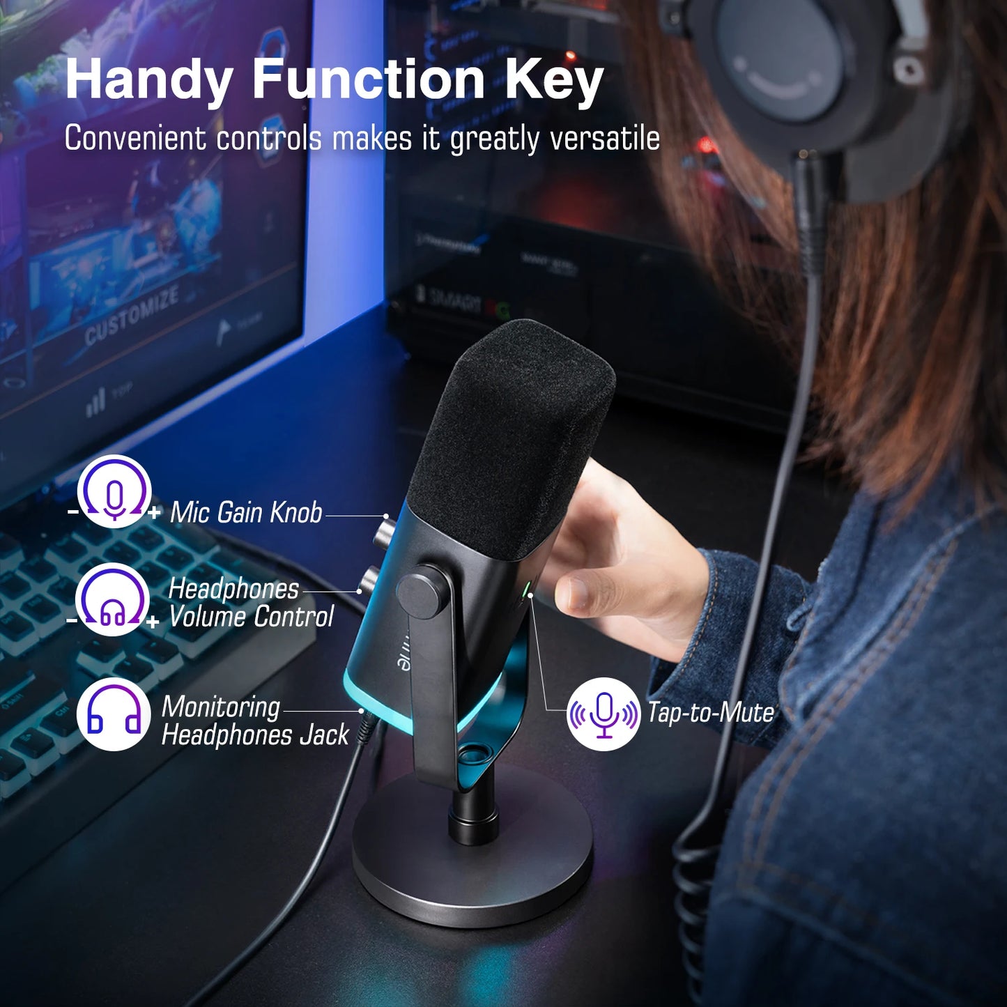 Microfone Dinâmico USB/XLR para PC