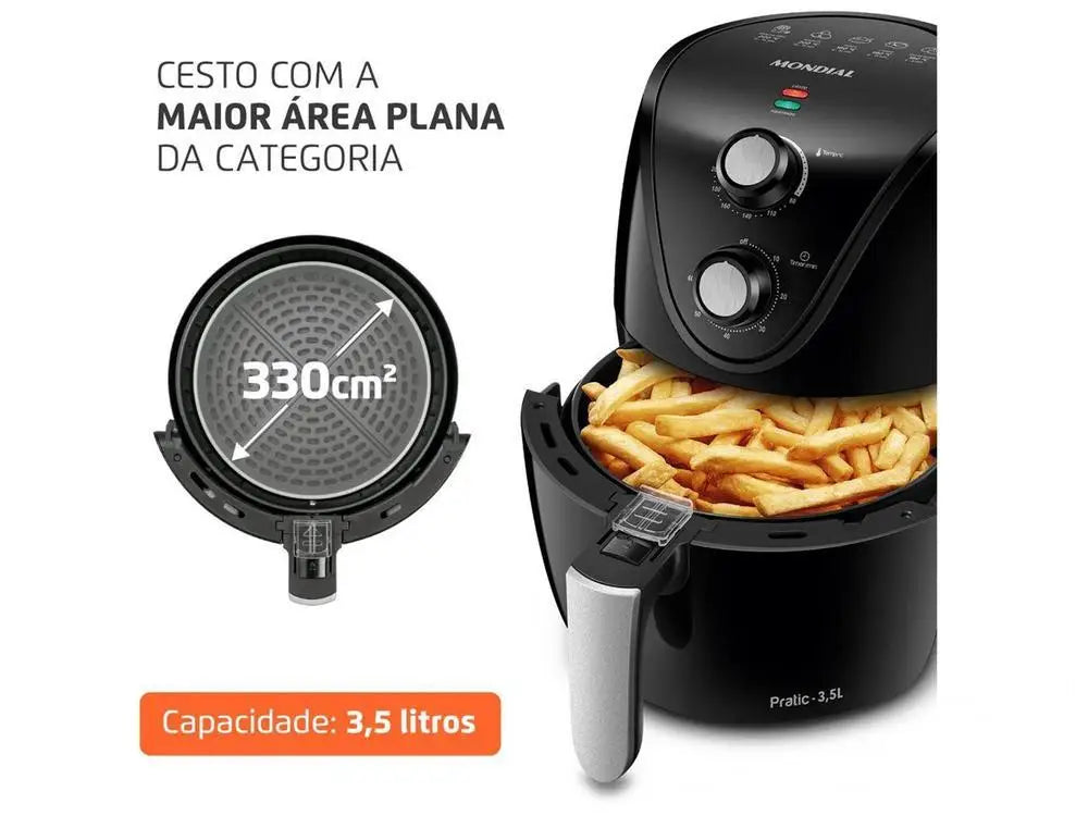 Electric Fryer No Oil/Air Fryer Mondial Pratic AF-31 Black 3.5L with Timer - 220V
