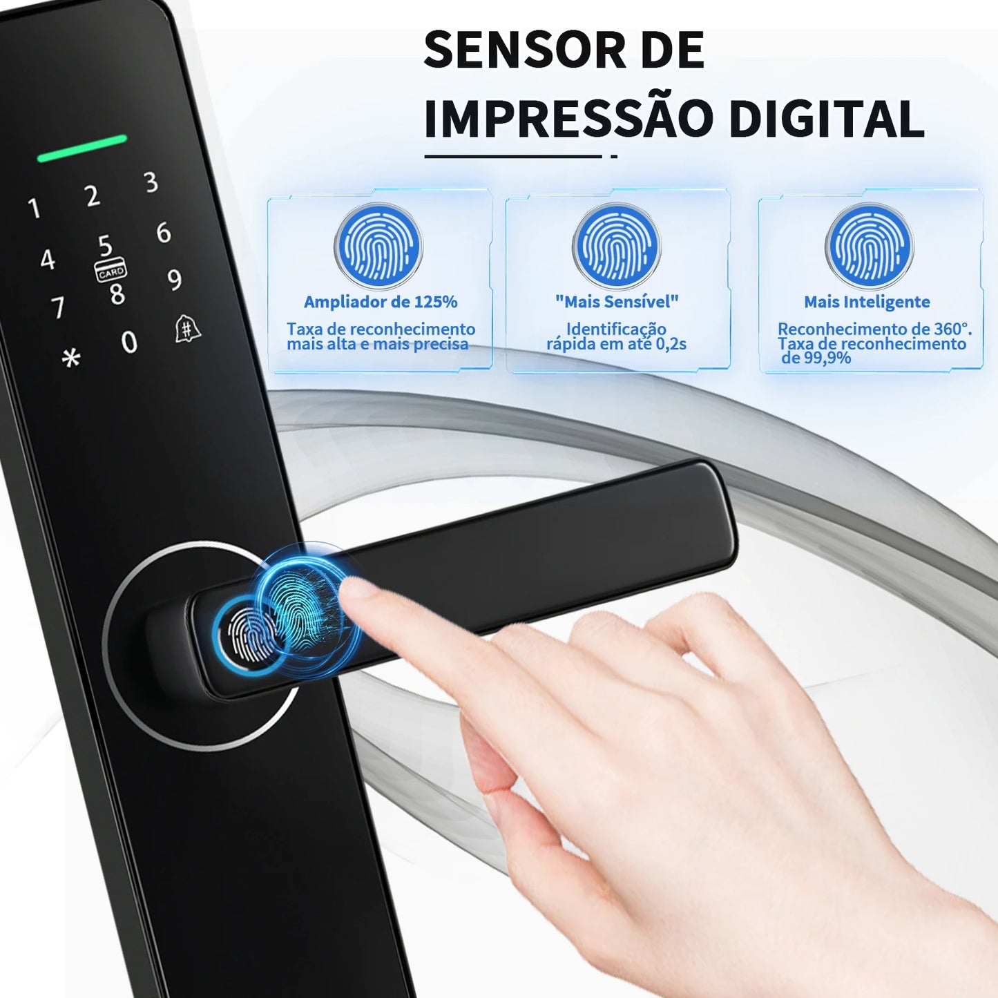 fechadura digital Tuya WiFi com desbloqueio por impressão digital