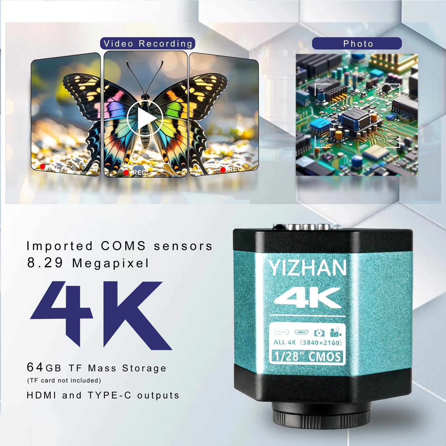 1080P 4K FULL HD Industrial Microscope C-Mount Digital Camera Via Type-C Measurement For PCB Soldering Phone Repair, Do Brasil